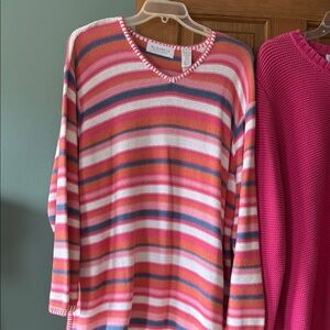 Colorful Striped Women's Sweater, and solid pink ELISABETH